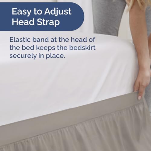 CGK Linens Dorm Room Bed Skirt Full XL - Dorm Essentials - 34" Light Grey - Image 3