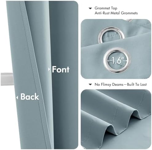 MIULEE Blackout Curtains for Bedroom 2 Panels 40 x 45 Inch Long Slate Blue - Image 4