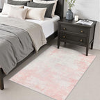 Area Rug Living Room: 3x5 Modern Washable Soft Carpet Pink White - Image 4