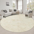 Round Area Rug Living Room: 6 ft Modern Washable Carpet Taupe by FXRHLP