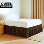 Wrap Around Queen Bed Skirt, Easy Fit Elastic Belt, 16 Inch Drop, Brown - Image 3