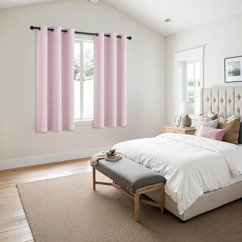 MIULEE Blackout Curtains for Bedroom 2 Panels 40 x 63 Inch Long Light Pink - Image 6