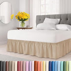 CGK Wrap Around Dust Ruffle Bed Skirt - Queen Size, 14" Inch, Cream by CGKUnlimited