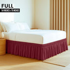 Wrap Around Queen Bed Skirt, Easy Fit Elastic Belt, 16 Inch Drop, Burgundy - Image 2
