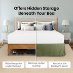 King Size Pleated Bed Skirt, Hides Under-Bed Storage 16 Inch Drop, Olive - Image 3
