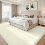 6x9 Fluffy Shag Area Rugs for Living Room Bedroom: Soft Carpet Cream White - Image 3