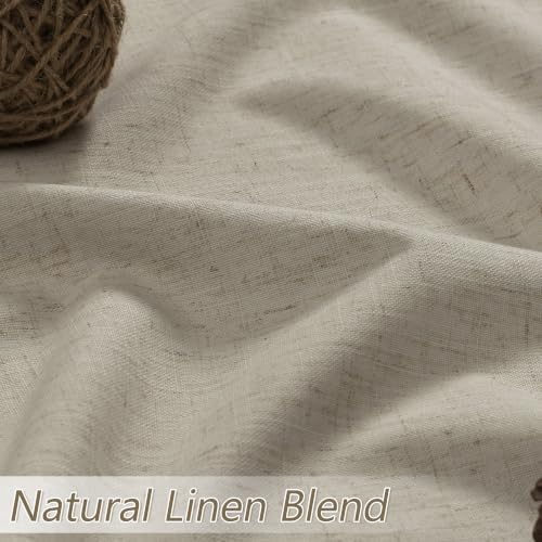 Guken Extra Long 100% Blackout Linen Curtains 102 Inches for Bedroom Ecru - Image 3