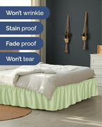 CGK Wrap Around Dust Ruffle Bed Skirt - Full Size, 21" Light Sage Green - Image 5