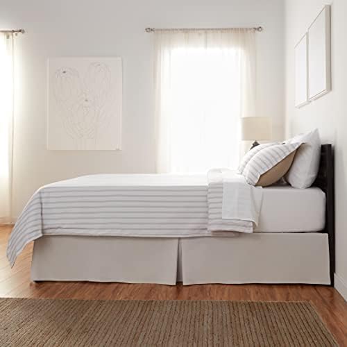 Amazon Basics Lightweight Pleated Bed Skirt, Machine Washable, Wrinkle and Fade Resistant, Queen, Light Grey, 16-Inch Drop - Image 3