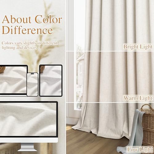 Guken 100% Blackout Linen Curtains 90 Inch Long for Bedroom 2 Panels Modern - Image 7