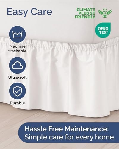 CGK Wrap Around Dust Ruffle Bed Skirt - King Size, 15" Inch, Antique White - Image 6