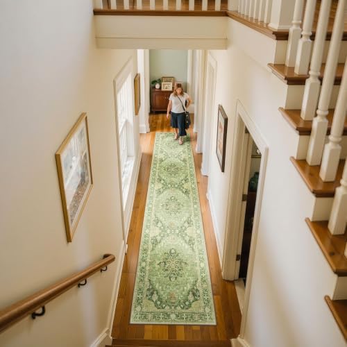 RELEANY Washable Area Rug, Runner 2'6"x12', Green/Yellow - Image 3