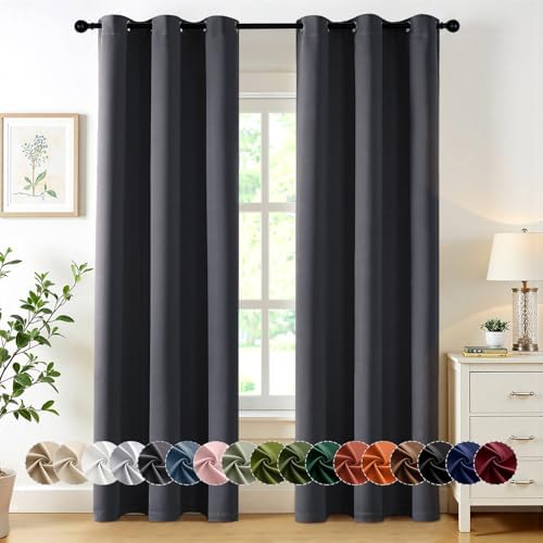 MIULEE Blackout Curtains for Bedroom 2 Panels 34 x 72 Inch Long Dark Grey by MIULEE