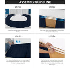 Wrap Around King Bed Skirt, Easy Fit Elastic Belt, 16 Inch Drop, Navy - Image 4