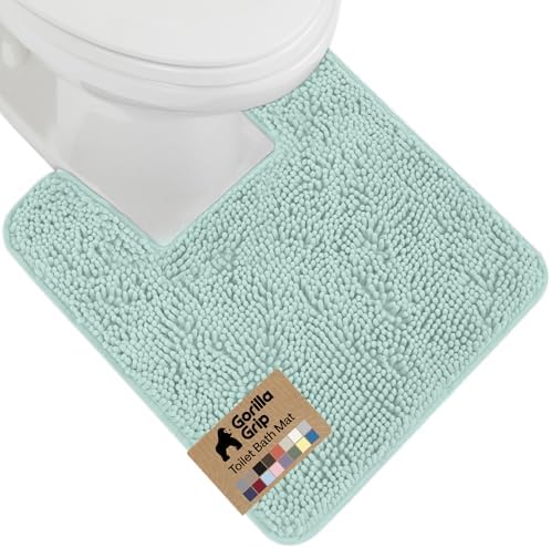 GORILLA GRIP Chenille Bath Rug Mat for Square Toilet Base, 24x19 Seablue by GorillaGrip