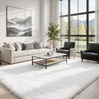 6x9 Fluffy Shag Area Rugs for Living Room Bedroom: Soft Plush Carpet White - Image 2