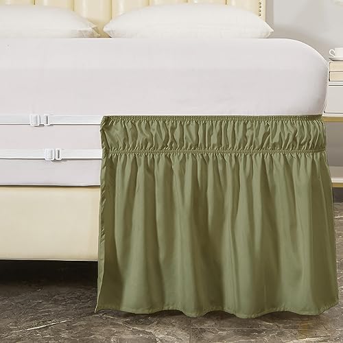 MEILA Wrap Around Elastic Bed Skirt for Queen & King Beds, 18" Drop,Sage - Image 6