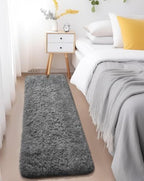 Ophanie Runner Rug for Hallway, 2x6 Washable Non-Slip Fluffy Soft Bedside Rugs 2 Pack, Bedroom Living Room Shaggy Gray Carpet for Kids Girls Boys Dorm Nursery Decor,Grey with Over 99 pcs Pile fibers - Image 5