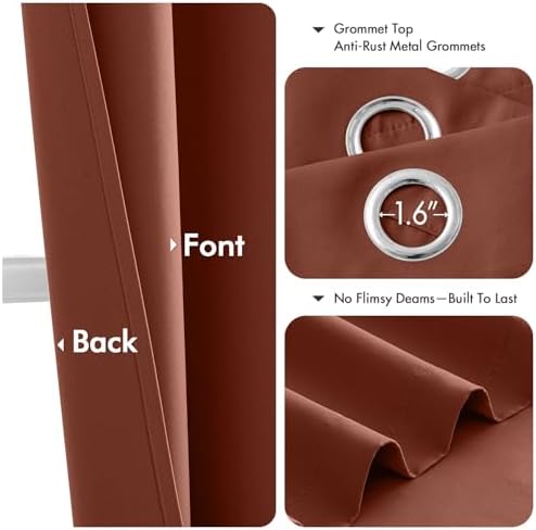 MIULEE Fall Blackout Curtains for Bedroom 2 Panels 40"x45" Long Terracotta - Image 4