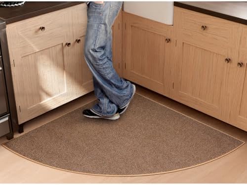 SUMLANS Fan Shaped Kitchen Mat 1 PCS, Cushioned Non Slip Rugs for Kitchen Floor, Absorbent Runner Comfort Standing Mats Washable for Kitchen, Office, Home (Brown, Radius 47") - Image 5