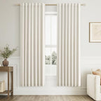 Guken 100% Blackout Linen Curtains 76 Inch Long for Bedroom 2 Panels Cream by Guken