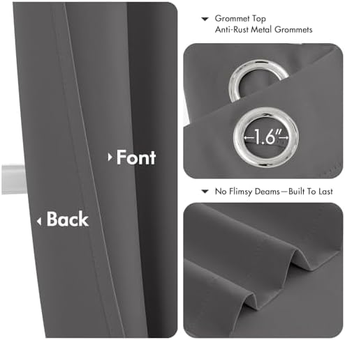MIULEE Blackout Curtains for Bedroom 2 Panels 40 x 84 Inch Long Gray - Image 4