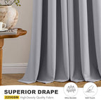 MIULEE Blackout Curtains for Bedroom 2 Panels 40 x 72 Inch Long Light Grey - Image 5