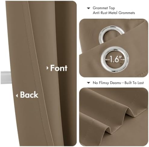 MIULEE Blackout Curtains for Bedroom 2 Panels 40 x 45 Inch Long Khaki - Image 4