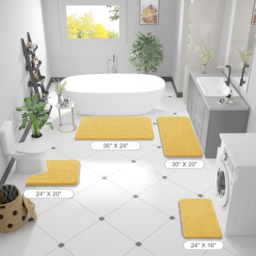 OLANLY Bathroom Runner Rugs 59x24, Extra Soft Absorbent Chenille Bath Rugs - Image 2