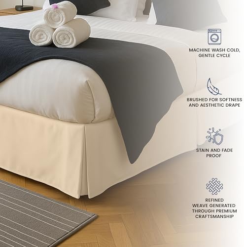 Twin Size Pleated Bed Skirt, Hides Under-Bed Storage 15 Inch Drop, Beige - Image 5