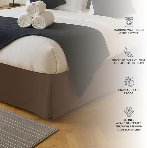 Full Size Pleated Bed Skirt, Hides Under-Bed Storage 16 Inch Drop, Brown - Image 5