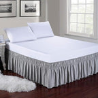MEILA Wrap Around Bed Skirt Three Fabric Sides Elastic Dust Ruffled 12 Inch Tailored Drop,Easy to Install Fade Resistant-Grey, Queen/King - Image 2