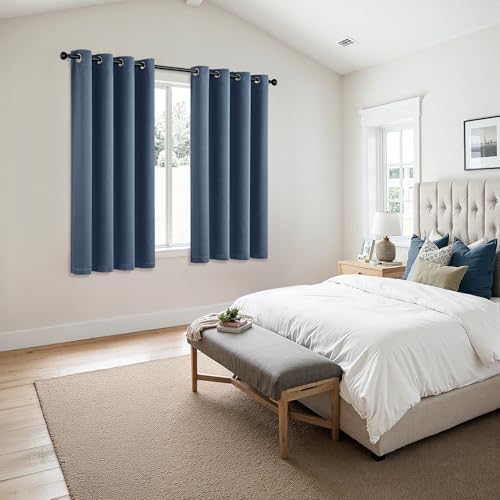 MIULEE Blackout Curtains for Bedroom 2 Panels 50 x 63 Inch Long Stone Blue - Image 6