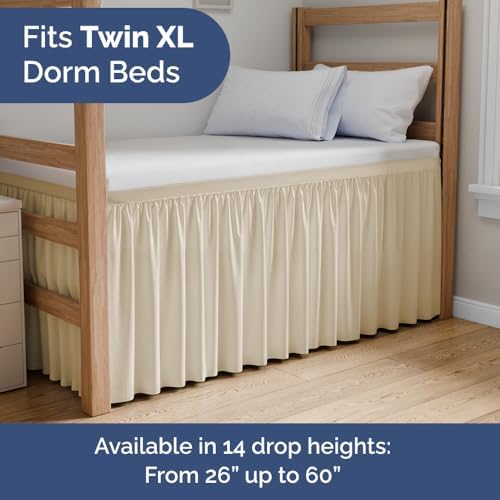 CGK Linens Dorm Room Bed Skirt Twin XL - Dorm Essentials - 32" Off White - Image 2