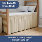 CGK Linens Dorm Room Bed Skirt Full XL - Dorm Essentials - 32" Off White - Image 2