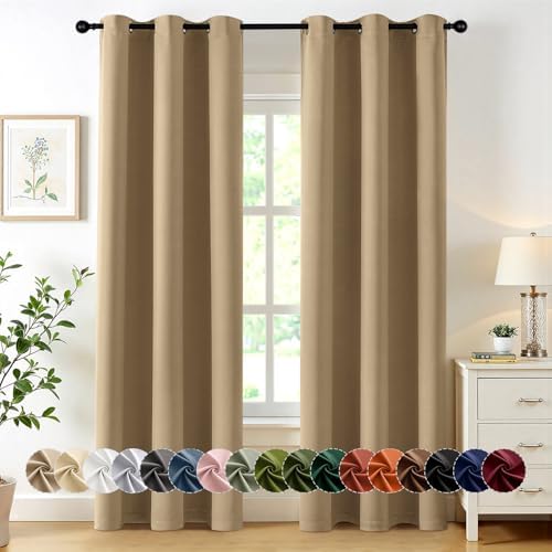 MIULEE Blackout Curtains for Bedroom 2 Panels 40 x 84 Inch Long Taupe Brown by MIULEE