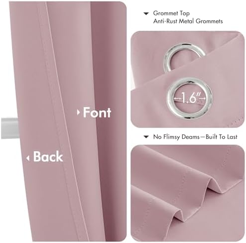 MIULEE Blackout Curtains for Bedroom 2 Panels 40 x 63 Inch Long Blush Pink - Image 4