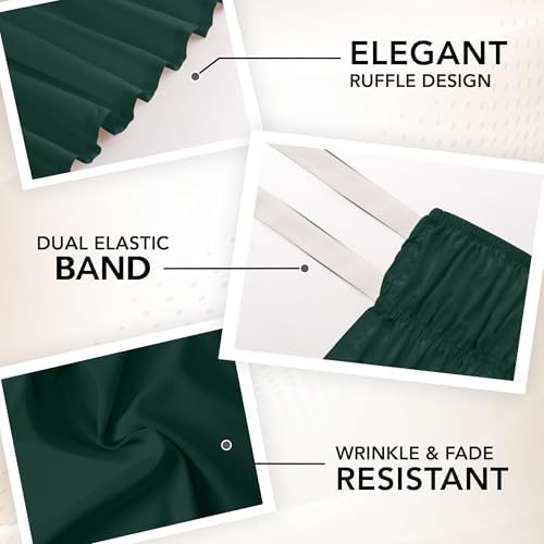 Wrap Around King Bed Skirt, Easy Fit Elastic Belt, 16 Inch Drop, Emerald - Image 6