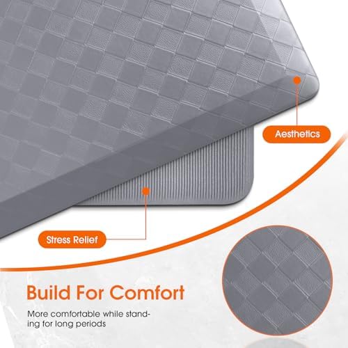 TranquilRelax 4/5 Inch Cushioned Anti Fatigue Kitchen Mats for Floor, Grey - Image 6