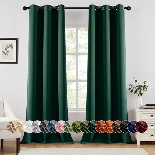 MIULEE Christmas Blackout Curtains for Bedroom 40x96 Inch Long Hunter Green by MIULEE