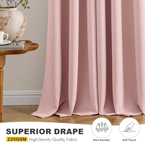 MIULEE Blackout Curtains for Bedroom 2 Panels 50 x 63 Inch Long Pink - Image 5
