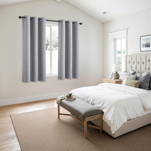 MIULEE Blackout Curtains for Bedroom 2 Panels 40 x 54 Inch Long Light Grey - Image 6