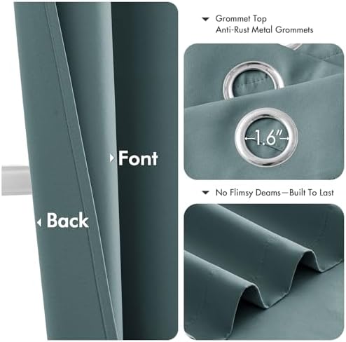 MIULEE Blackout Curtains for Bedroom 2 Panels 40 x 54 Inch Long Dusty Blue - Image 4