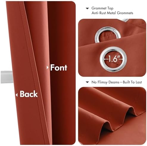 MIULEE Fall Blackout Curtains for Bedroom 2 Panel 40"x84" Long Burnt Orange - Image 4