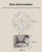 Amada Round 4x4 Washable Area Rug for Living Room, Beige, Vintage Style - Image 2