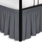 Wrap Around King Size Bed Skirt Split Corner 15" Drop-Elastic Dust Ruffle by Biscaynebay