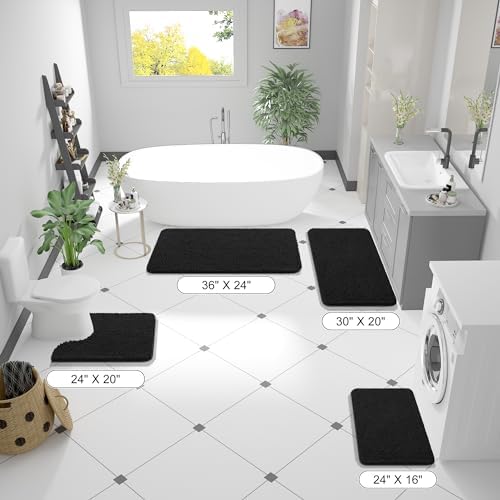 OLANLY Bathroom Runner Rugs 44x24, Extra Soft Absorbent Chenille Bath Rugs - Image 2