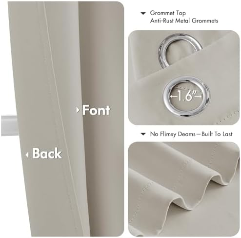 MIULEE Blackout Curtains for Bedroom 2 Panels 40 x 45 Inch Long Natural - Image 4