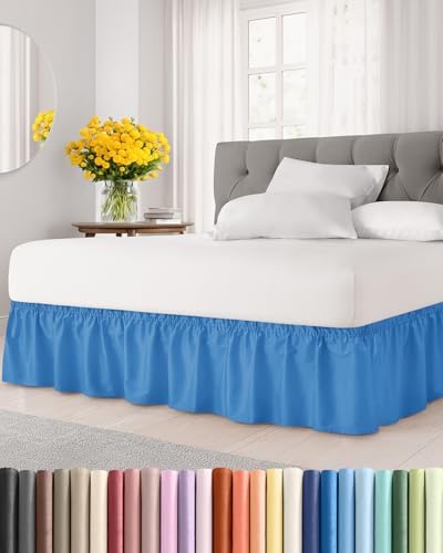 CGK Wrap Around Dust Ruffle Bed Skirt - Queen Size, 12" Inch, Royal Blue by CGKUnlimited