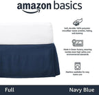 Amazon Basics Lightweight Pleated Dust Ruffle Bed Skirt, Wrinkle and Fade Resistant, Machine Washable, Full, Navy Blue - Image 2